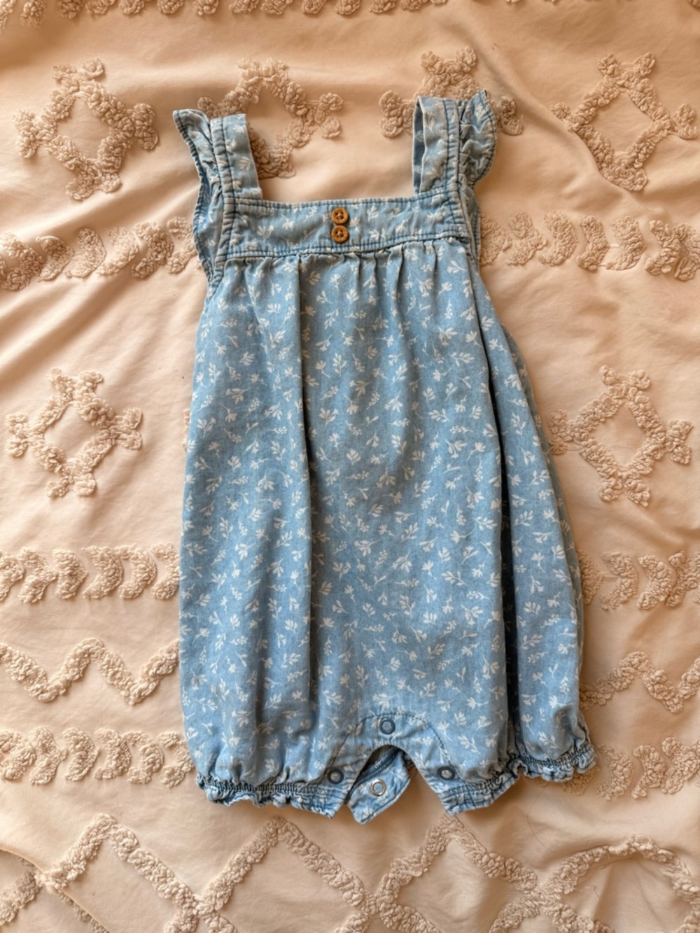 Baby Girls Blue Floral Bubble Romper